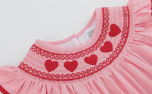Load image into Gallery viewer, Preorder by 9/30-Pink Heart Valentine Smocked Bishop Dress-Ships by 12/28
