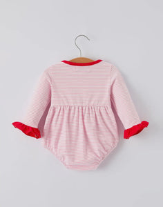 Christmas Candy Cane Embroidery
Striped Baby Girl Romper with Pocket
Ruffles