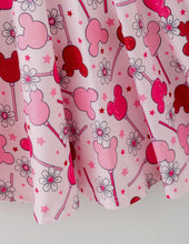 Load image into Gallery viewer, Valentine Dress For Girls - Pink Dress with Daisy &amp; Lollipop Print-Ships 11/20
