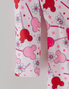 Valentine Dress For Girls - Pink Dress with Daisy & Lollipop Print-Ships 11/20