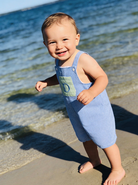 Jon Jon - Blue Gingham-monogrammed-add Letter in special instructions in checkout