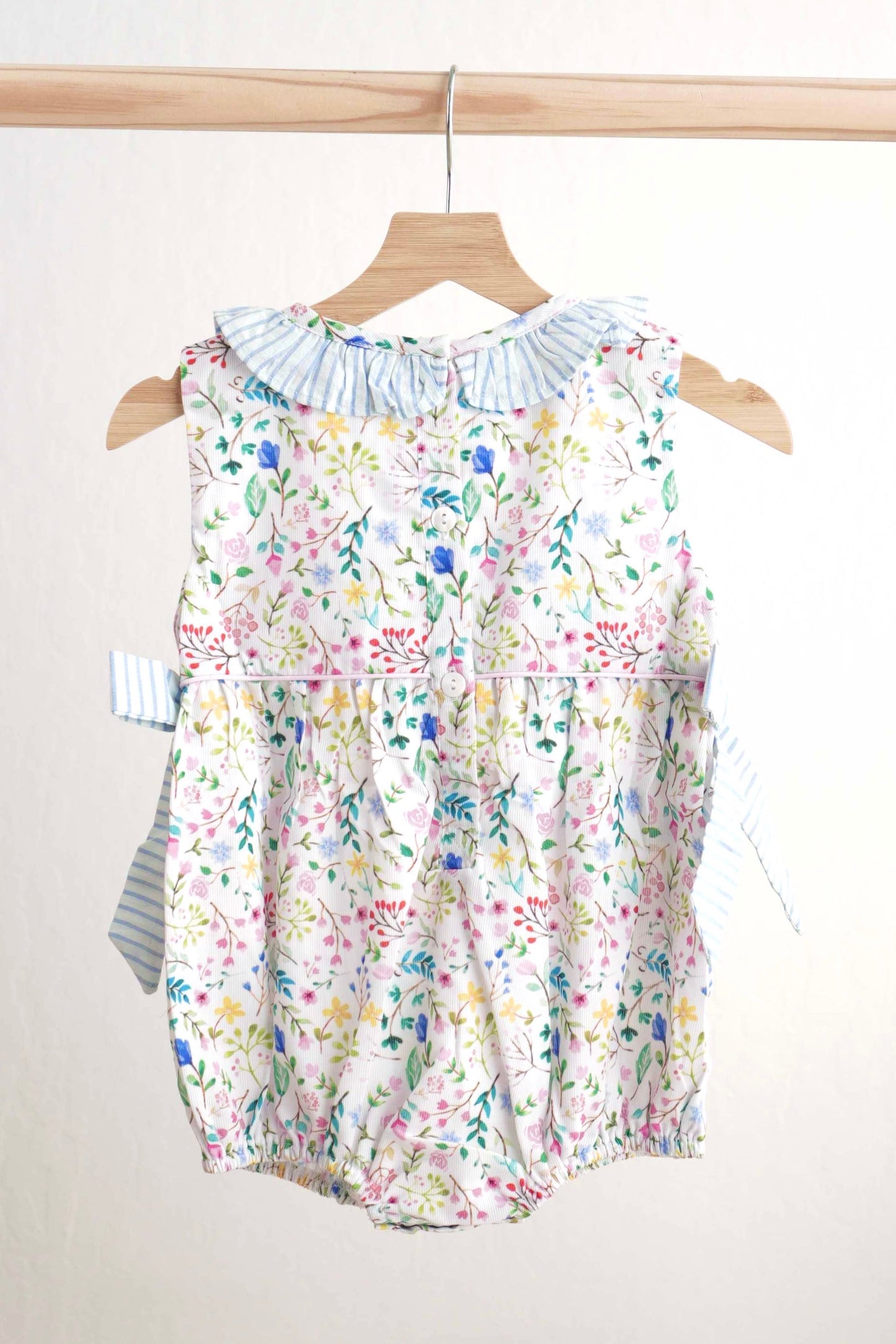 Floral easter bunny hand-smocked girl bubble - Abbies Place