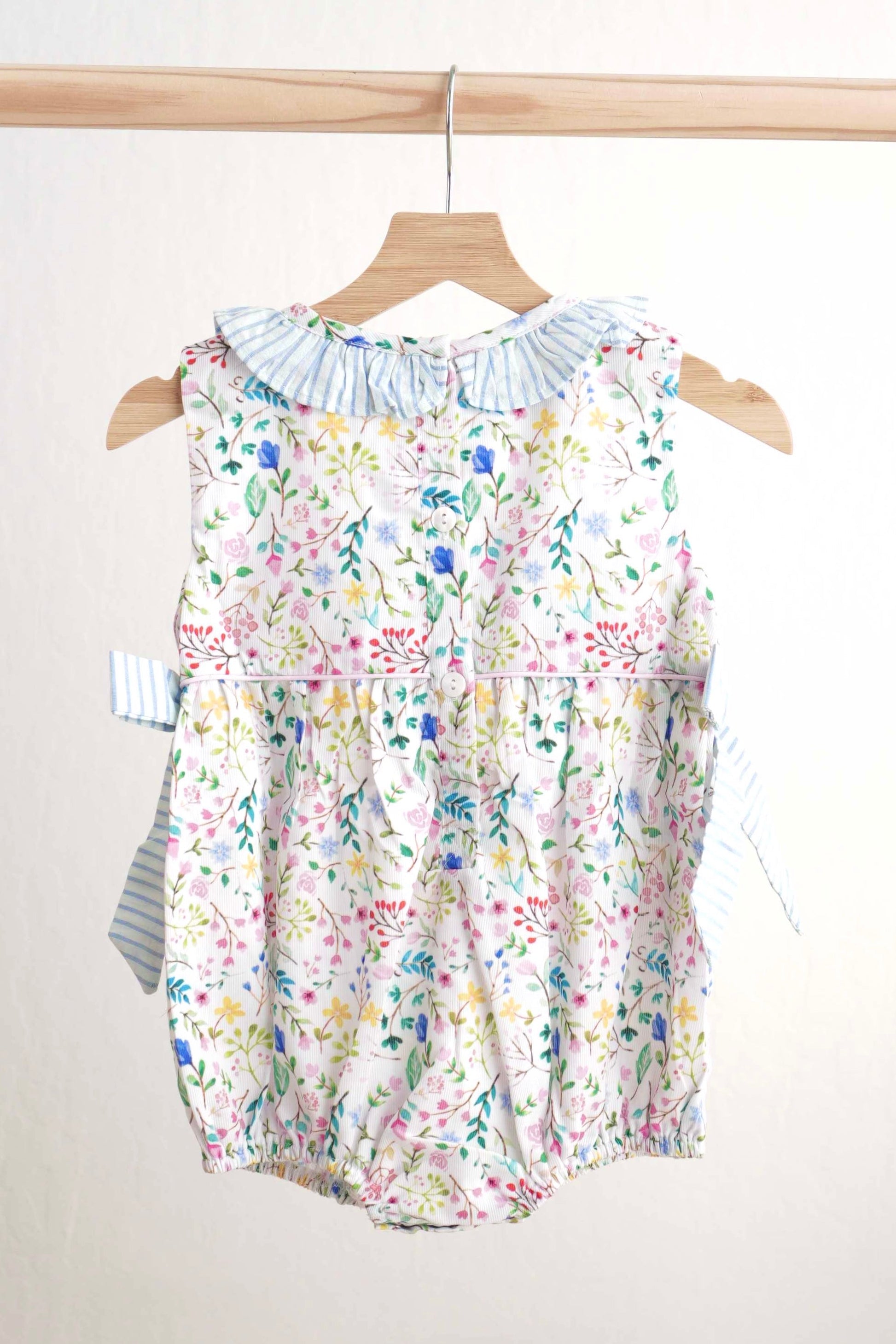 Floral easter bunny hand-smocked girl bubble - Abbies Place
