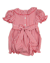 Load image into Gallery viewer, School Supplies Smocked Red Windowpane Girl Bubble- FINAL SALE

