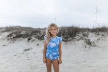 Load image into Gallery viewer, Grace Denim Floral Open Back One Piece Swimsuit
