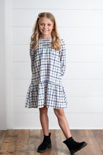 Load image into Gallery viewer, Navy and White Plaid Smocked Dress
