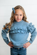 Load image into Gallery viewer, Dusty Blue Ruffle Sweater
