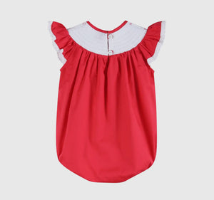 Preorder by 9/30-Red Heart and Lace Smocked Romper-Ships by 12/28