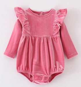 Premium Pink velvet ruffle bubble