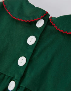 Baby Girls Holiday Outfit - Santa Bow Green Christmas Romper-Ships 11/10