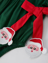 Load image into Gallery viewer, Baby Girls Holiday Outfit - Santa Bow Green Christmas Romper-Ships 11/10

