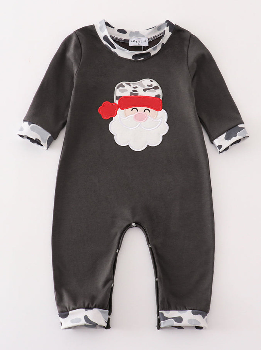 Camouflage christmas santa claus applique boy romper