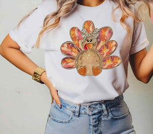 Colorful Gold Glitter Turkey Thanksgiving Shirt