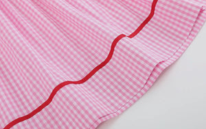 Preorder by 9/30-Pink Gingham Daisy and Hearts Smocked Romper-Ships 12/28