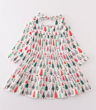 Load image into Gallery viewer, Green christmas tree print girl dress
