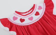 Load image into Gallery viewer, Preorder by 9/30-Red Heart and Lace Smocked Romper-Ships by 12/28
