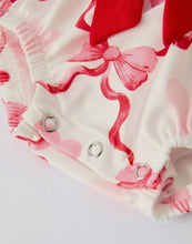 Load image into Gallery viewer, Girls Valentine Romper with Heart Print and Bowknot Design-Ships 11/20
