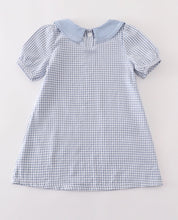 Load image into Gallery viewer, Blue gingham pumpkin embroidery girl dress
