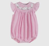 Pink Seersucker Running Bunnies
Smocked Flutter Romper