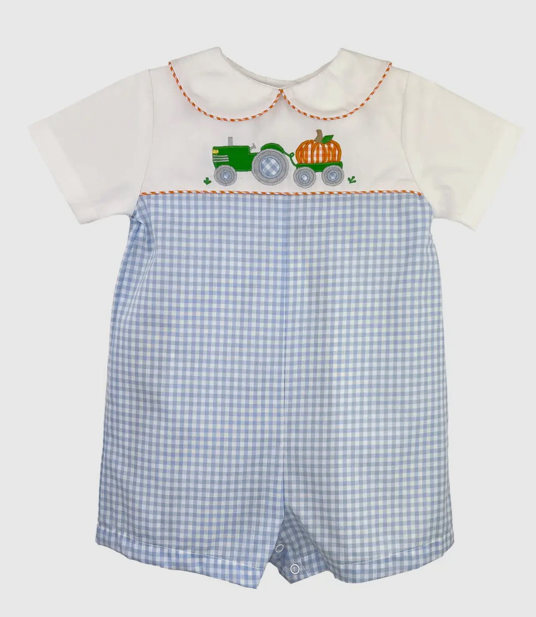 Romper with Pumpkin Tractor Applique