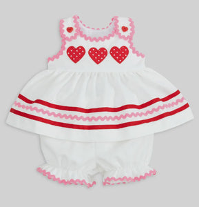 Be Mine Heart Applique Dress &
Bloomer Set-Shirt is not included