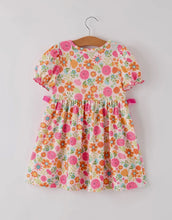 Load image into Gallery viewer, Autumn Halloween Thanksgiving
Pumpkin Embroidery Smock Floral Girls Dress-Ships 10/18
