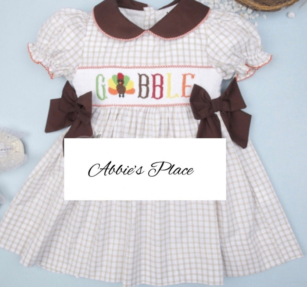 Turkey Hand Smocked Baby Girl Dress