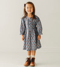 Load image into Gallery viewer, Long Sleeves Pale Blue Hand Block Printed Girl's Dress
