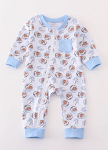 Premium blue christmas santa claus print boy romper