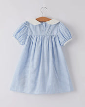 Load image into Gallery viewer, Preorder-Blue Rabbit Embroidery
Plaid Baby Collar Dress-Ships 10/25
