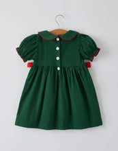 Load image into Gallery viewer, Girls Holiday Outfit - Santa Bow Green Christmas Dress-Ships 11/10

