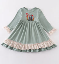 Load image into Gallery viewer, Sage valentine puppy heart embroidery girl dress
