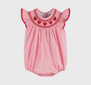 Preorder by 9/30-Pink Heart Valentine Smocked Bishop Dress-Ships by 12/28