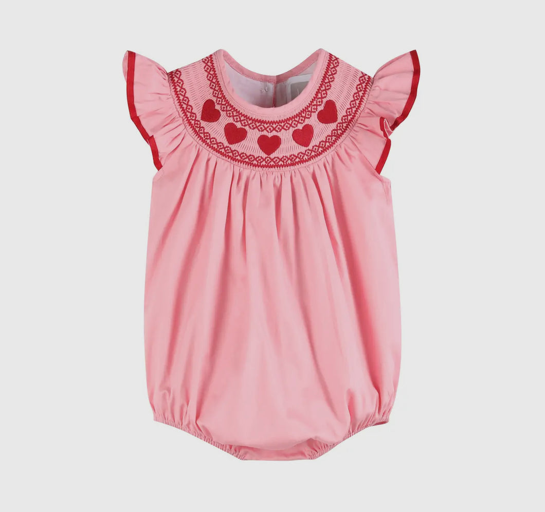 Preorder by 9/30-Pink Heart Valentine Smocked Bishop Dress-Ships by 12/28
