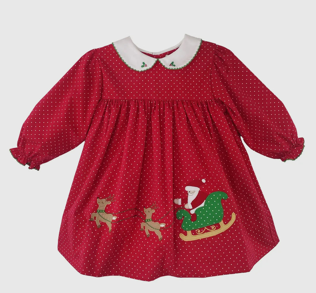 Holiday Dress with Reindeer Applique