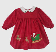 Holiday Dress with Reindeer Applique