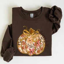 Load image into Gallery viewer, Floral Pumpkin, Happy Fall, Flowers, Autumn, Thanksgiving Sweatshirt
