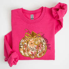 Load image into Gallery viewer, Floral Pumpkin, Happy Fall, Flowers, Autumn, Thanksgiving Sweatshirt
