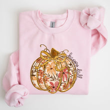 Load image into Gallery viewer, Floral Pumpkin, Happy Fall, Flowers, Autumn, Thanksgiving Sweatshirt
