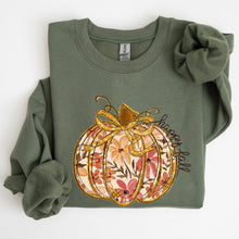 Load image into Gallery viewer, Floral Pumpkin, Happy Fall, Flowers, Autumn, Thanksgiving Sweatshirt
