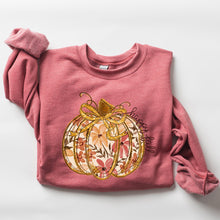 Load image into Gallery viewer, Floral Pumpkin, Happy Fall, Flowers, Autumn, Thanksgiving Sweatshirt
