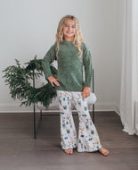Green Chenille Nutcracker Bell Pant Set