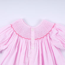 Load image into Gallery viewer, Pink christmas tree hand smocked ruffle pants set
