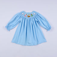 Blue nativity hand smocked dress