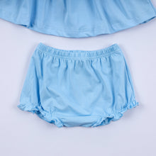 Load image into Gallery viewer, Blue nativity hand smocked bloomer set
