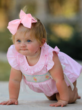 Load image into Gallery viewer, Pink Smocked Church Christ Bishop Christening Romper
