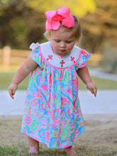 Load image into Gallery viewer, Easter Cross Smocking Embroidery Baby Girl Dress lol
