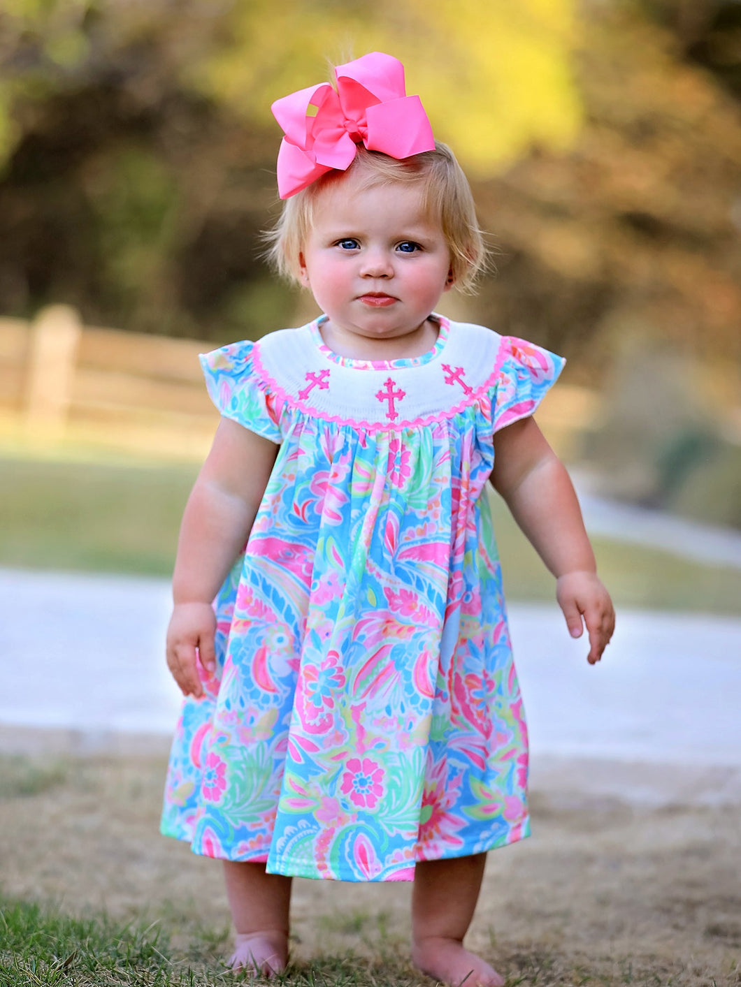 Easter Cross Smocking Embroidery Baby Girl Dress lol