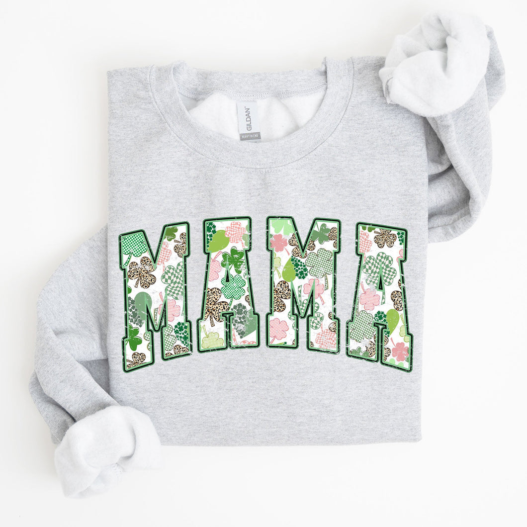 Mama, Vintage, St. Paddy's Day, Clover, Shamrock, Lucky, Irish, Lucky Charm, St Patrick's Day Sweatshirt