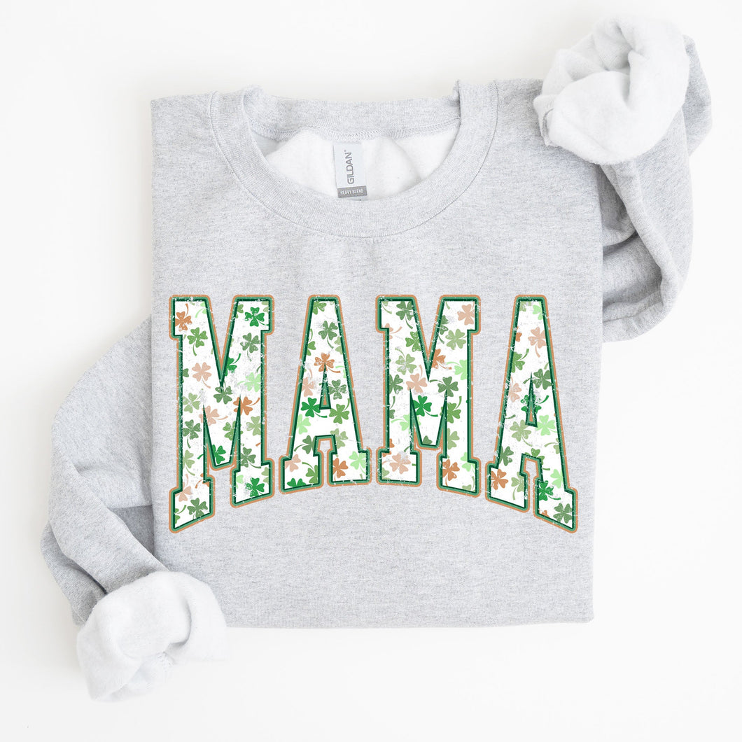 Mama, Retro, St. Paddy's Day, Clover, Shamrock, Lucky, Irish, Lucky Charm, St Patrick's Day Sweatshirt